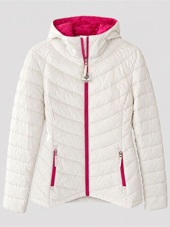 Free Country Jackets & Blazers - Free Country Women’s White Quilted Puffer Jacket Pink Lining Full Zip Large NWT